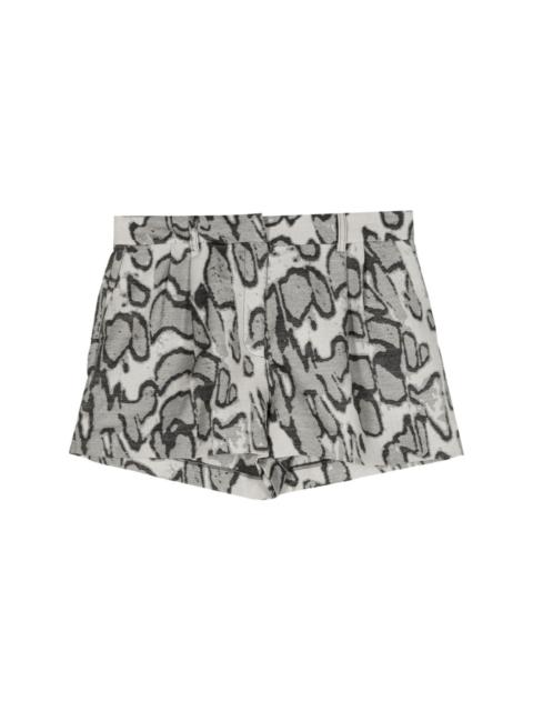 abstract-jacquard pleated shorts