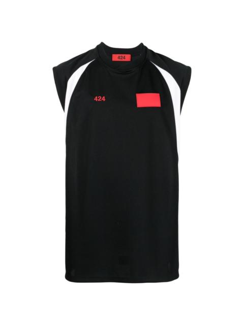 424 logo-embroidered sleeveless shirt