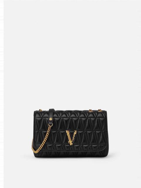 VERSACE Virtus Quilted Nappa Leather Shoulder Bag