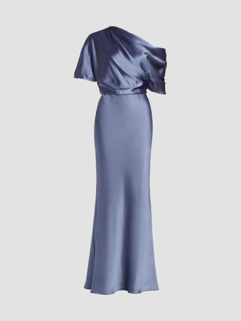 AMSALE Women's Satin One-Shoulder Gown - Slate