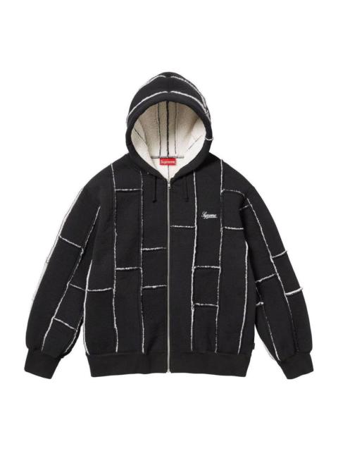 Supreme Supreme Faux Shearling Zip Up Hooded Sweatshirt 'Black White' SUP-FW23-218