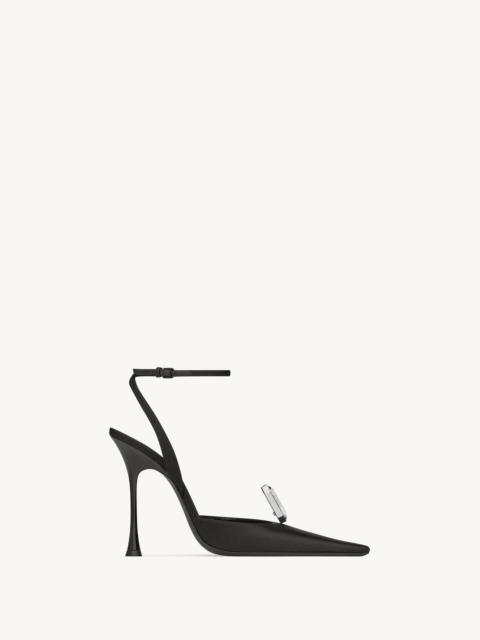 SAINT LAURENT HARLOW PUMPS IN SATIN CREPE AND CRYSTALS