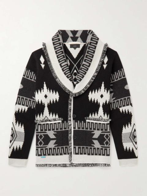 Alanui Icon Shawl-Collar Cashmere and Linen-Blend Jacquard Cardigan
