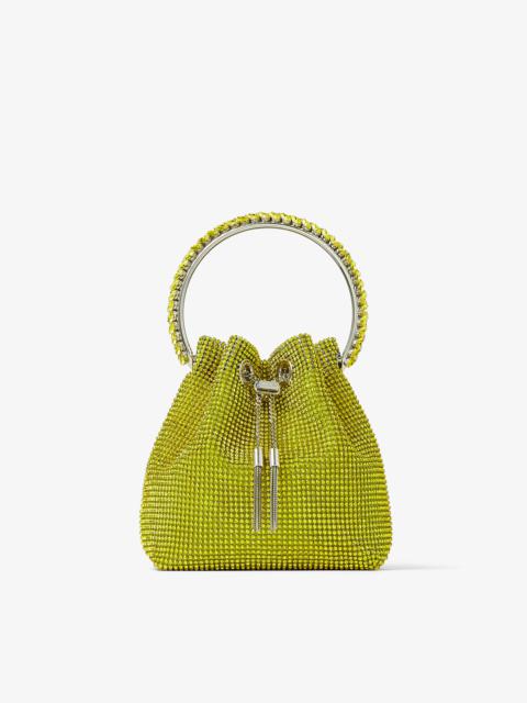 JIMMY CHOO Bon Bon
Acid Yellow Satin Bag with Crystal Mesh and Crystal Handle