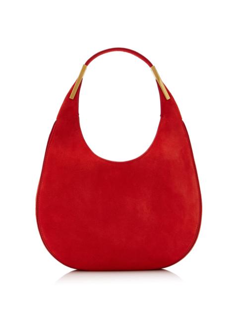 SAVETTE The Small Suede Florence Hobo Bag red