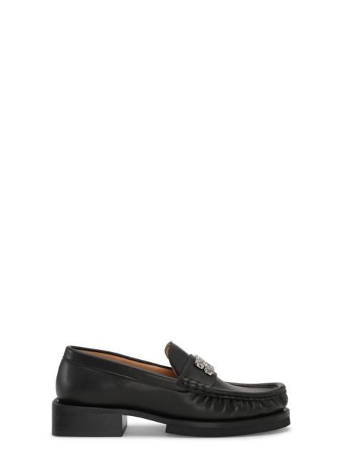 GANNI BLACK BUTTERFLY LOGO LOAFERS