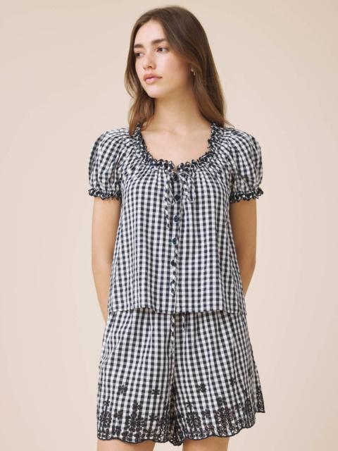 Splendid Gigi Gingham Puff Sleeve Top
