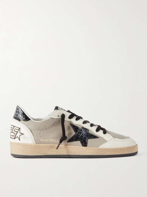 Ballistar Distressed Appliquéd Leather Sneakers