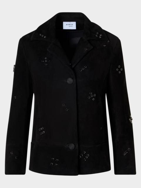 AKRIS Crystal Goat Suede Single-Breasted Jacket