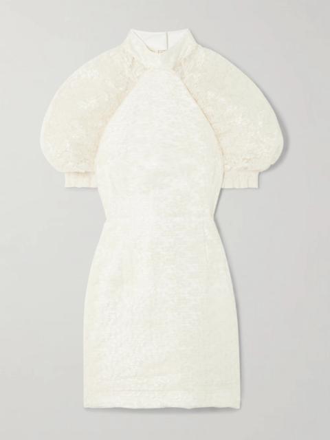 ROTATE Recycled Plissé-lace Mini Dress