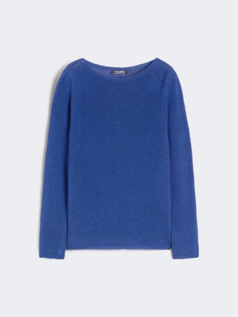 Linen yarn basic sweater - CORNFLOWER BLUE