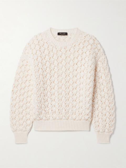 Loro Piana Nikko open-knit cotton and silk-blend sweater White