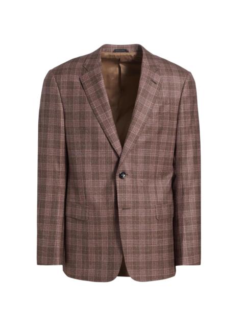 GIORGIO ARMANI Men's Windowpane Plaid Wool Jacket - Copper