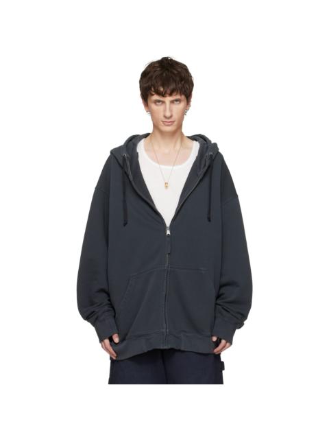 Gray Embroidered Logo Hoodie