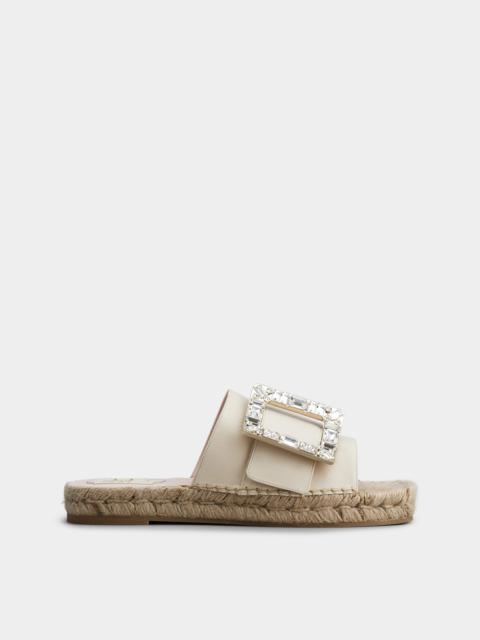Roger Vivier Strass Buckle Espadrille Mules in Soft Leather