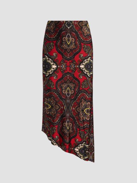 Alice + Olivia Women's Maeve Paisley Asymmetric Slip Midi Skirt - Bon Voyage Hibiscus Multi