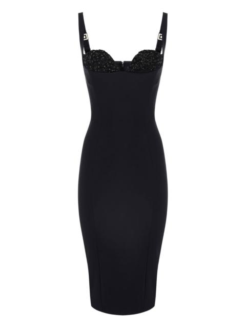 ELISABETTA FRANCHI bead-embellished crêpe midi dress