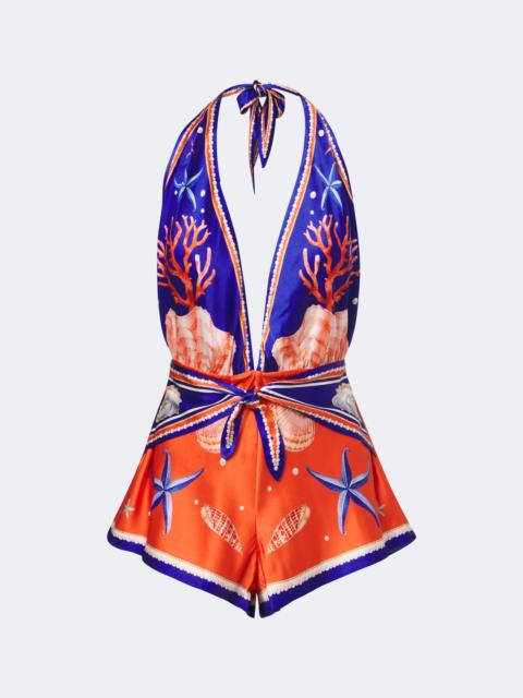 RETROFÊTE Ledda printed silk-blend romper