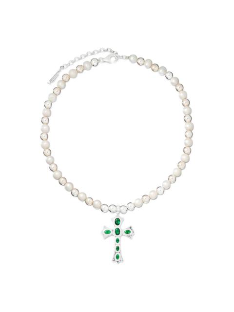 VEERT Cross freshwater pearl-embellishment necklace
