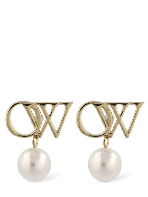 Off-White OW brass & faux pearl earrings