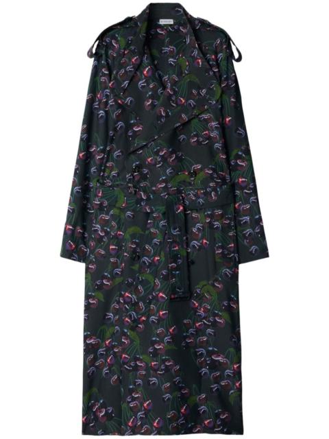Burberry cherry-print cotton trench coat