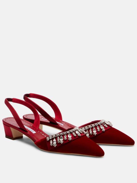 Bequila 30 embellished velvet slingback pumps