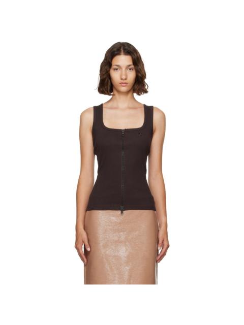 courrèges Brown 90s Rib Zipped Tank Top