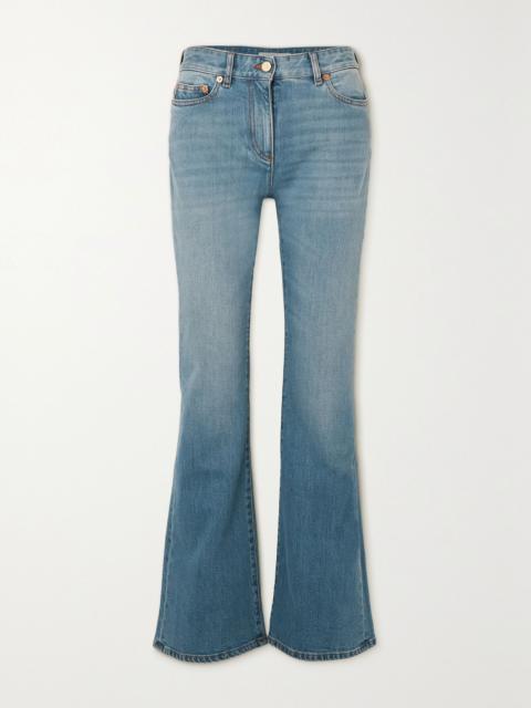 Valentino Chain-embellished high-rise flared jeans Blue