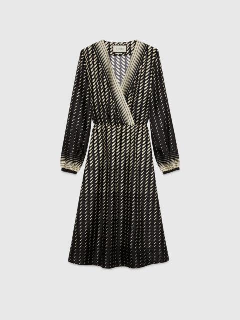 Print silk dress with scarf