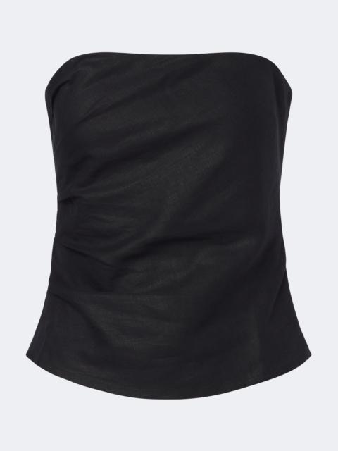 FAITHFULL Alzira shirred linen strapless top