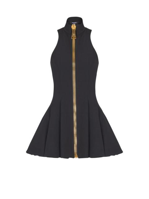 Balmain Short halterneck dress in grain de poudre wool