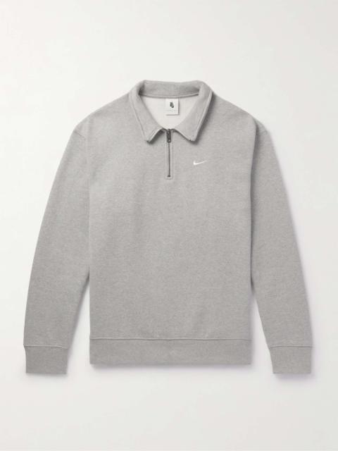 Logo-Embroidered Cotton-Blend Jersey Half-Zip Sweatshirt