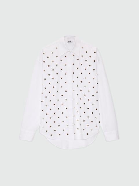 MSGM White cotton poplin shirt with studs.