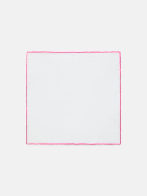 J. PRESS MADE-IN-ITALY WHITE WITH PINK EDGE LINEN POCKET SQUARE