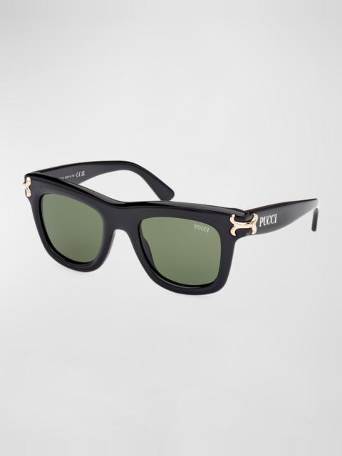 EMILIO PUCCI Logo Acetate Square Sunglasses