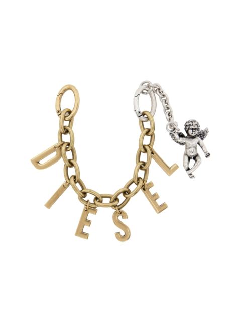 Diesel Gold & Silver Metal Letter Charm Cherrub Keychain