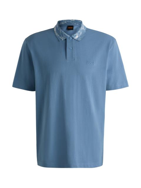 RELAXED-FIT COTTON-PIQUÉ POLO SHIRT WITH COLLAR ARTWORK