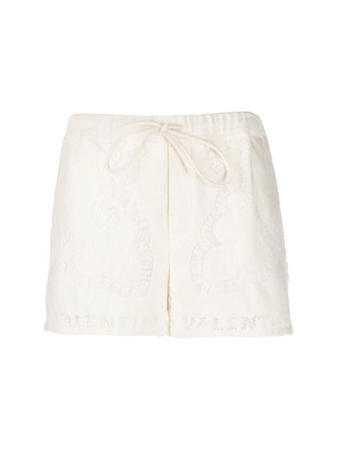 embroidered drawstring cotton shorts