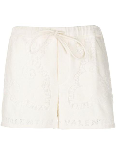 embroidered drawstring cotton shorts