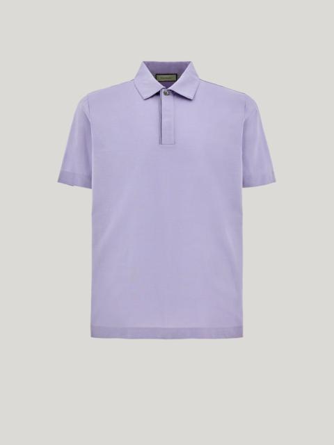 Canali LILAC LISLE COTTON POLO SHIRT WITH RIBBED COLLAR