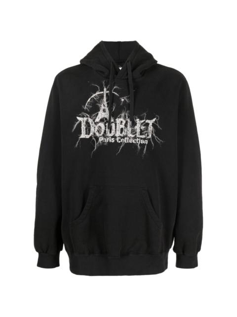 doublet logo-print cotton hoodie