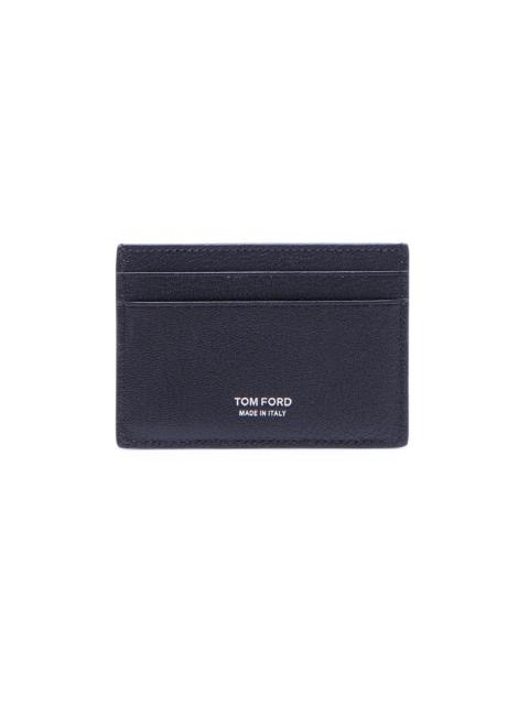 TOM FORD Men's Elongated T-Line Leather Card Case - Navy