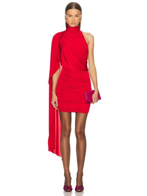 THE ANDAMANE Waverly Cape Effect Mini Dress
