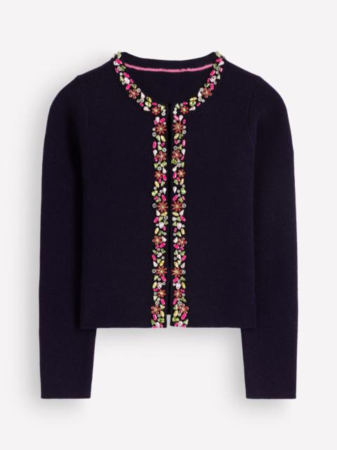 BODEN Embellished Knit Cardigan-Navy