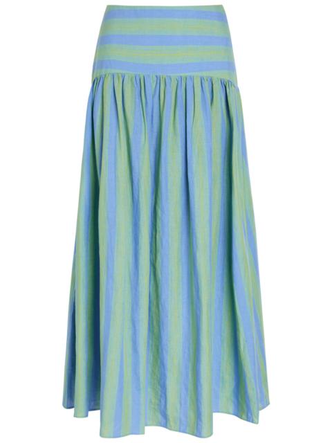 STAUD Staud Procida Striped Linen Maxi Skirt
