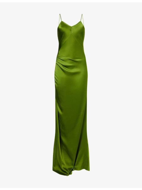 Victoria Beckham Draped Backless Satin Maxi Dress