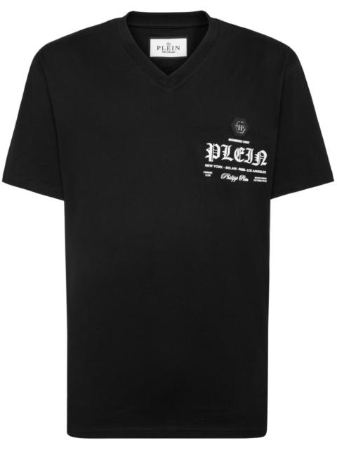 PHILIPP PLEIN logo-print V-neck T-shirt