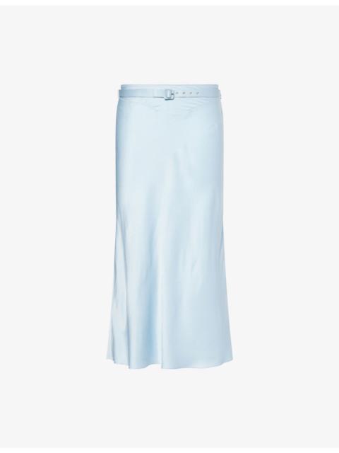 ANNA OCTOBER Kama Belted Satin Midi Skirt