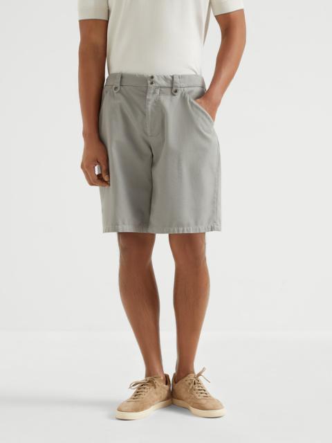 Brunello Cucinelli Garment-dyed Bermuda shorts in twisted cotton gabardine