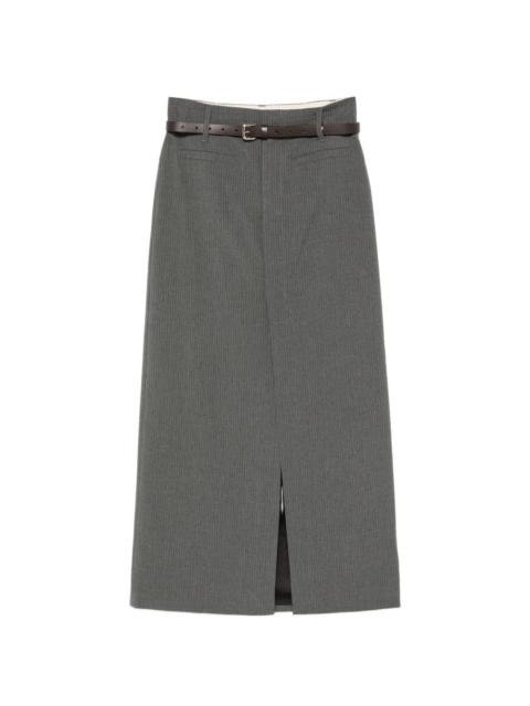 ELEH pinstripe belted midi skirt